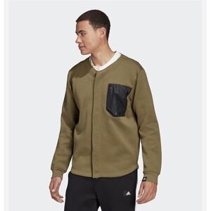 Adidas Reversible Baseball Jacket XL Snap Front Utility Pocket Streetwear Olive